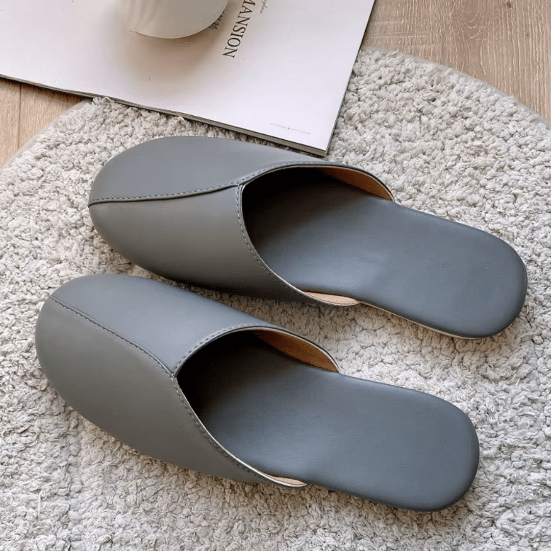 Chaussons Aspect Cuir Souple pour Femme Gris / 35-36