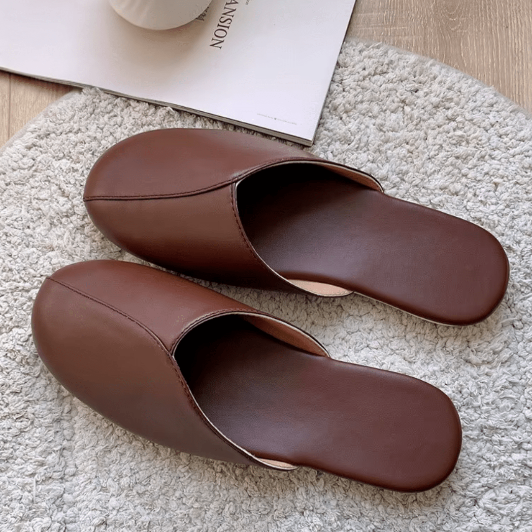 Chaussons Aspect Cuir Souple pour Femme Marron / 35-36