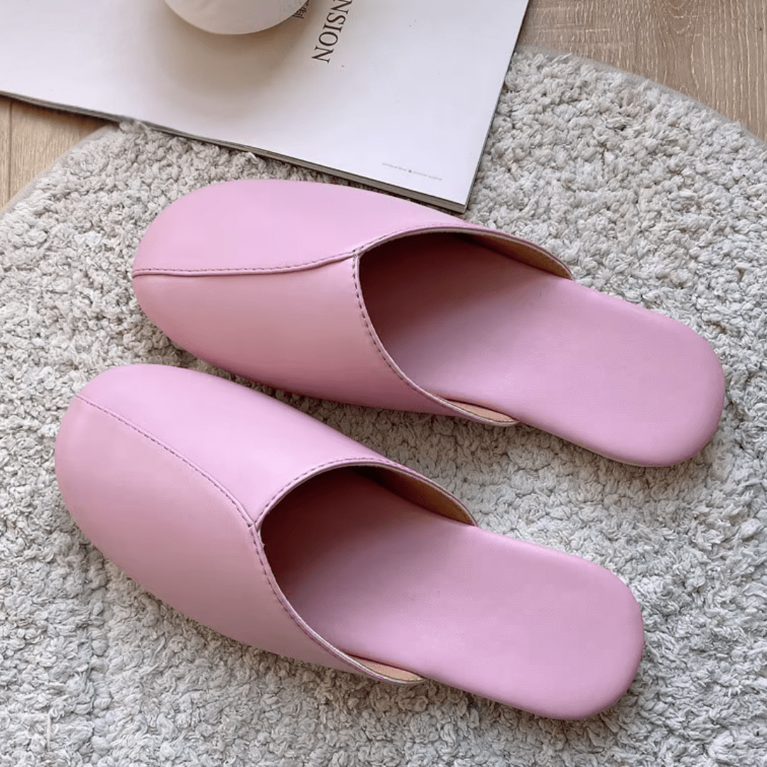 Chaussons Aspect Cuir Souple pour Femme Rose Clair / 35-36