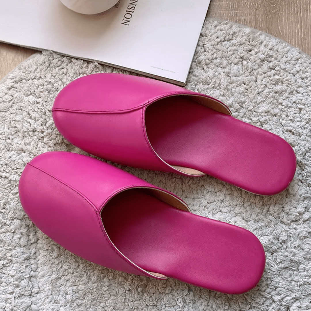 Chaussons Aspect Cuir Souple pour Femme Rose Fushia / 35-36