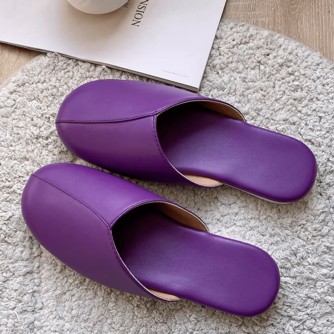 Chaussons Aspect Cuir Souple pour Femme Violet / 35-36