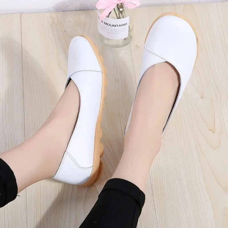 Chaussons Ballerines en Cuir pour Femme