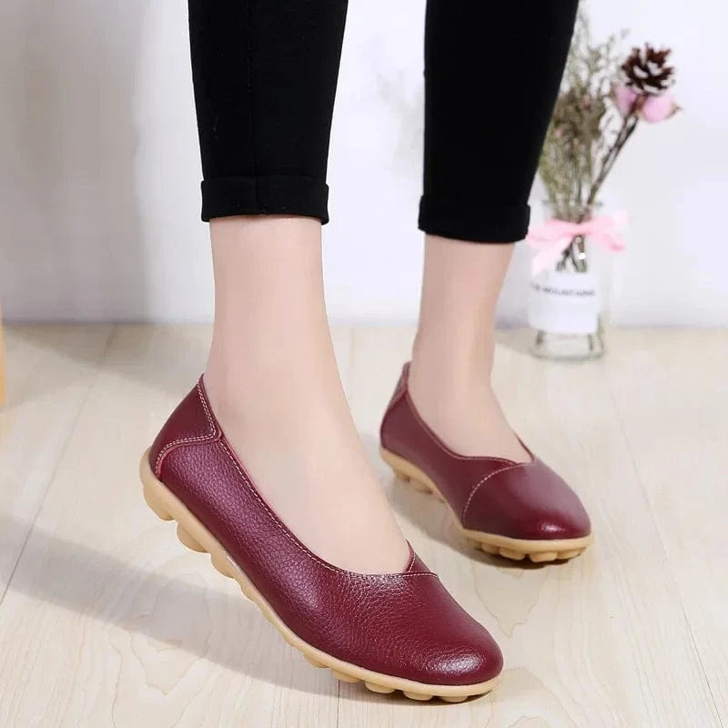 Chaussons Ballerines en Cuir pour Femme