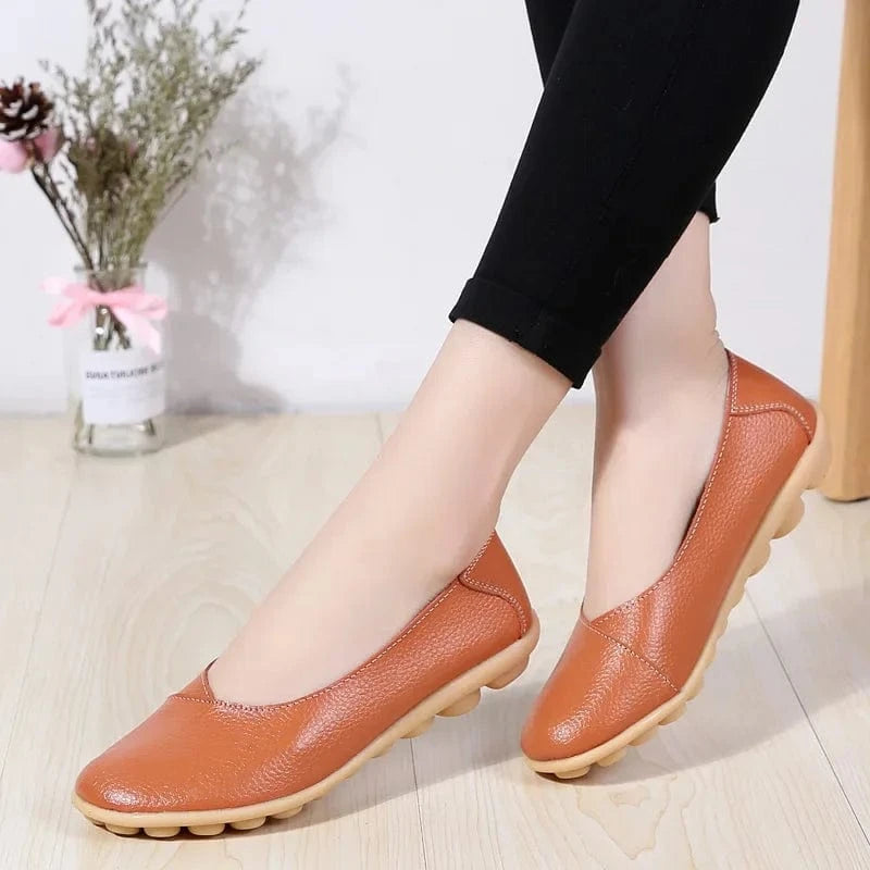 Chaussons Ballerines en Cuir pour Femme