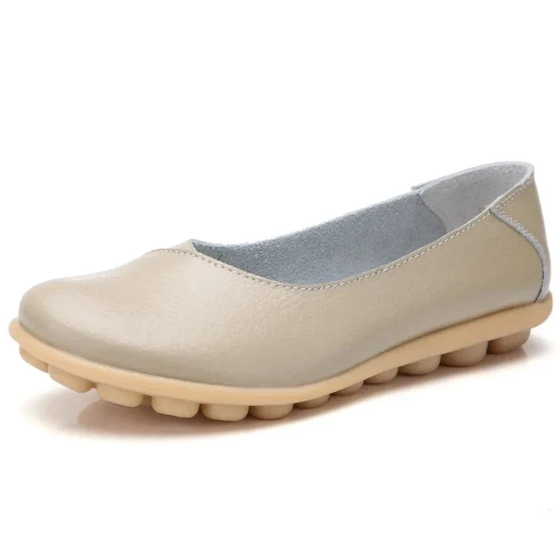 Chaussons Ballerines en Cuir pour Femme Beige / 34-35