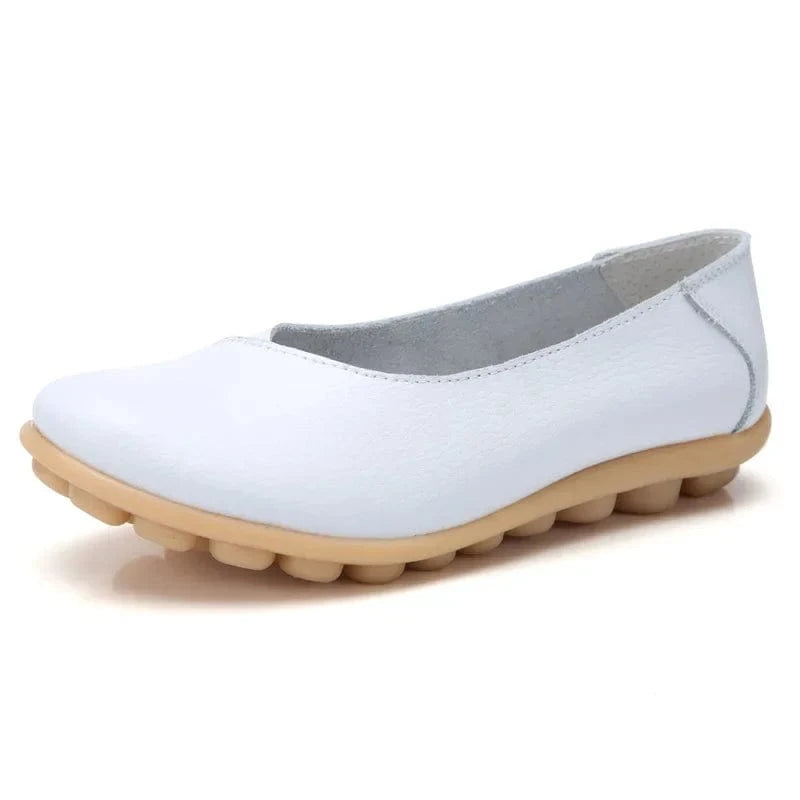 Chaussons Ballerines en Cuir pour Femme Blanc / 34-35