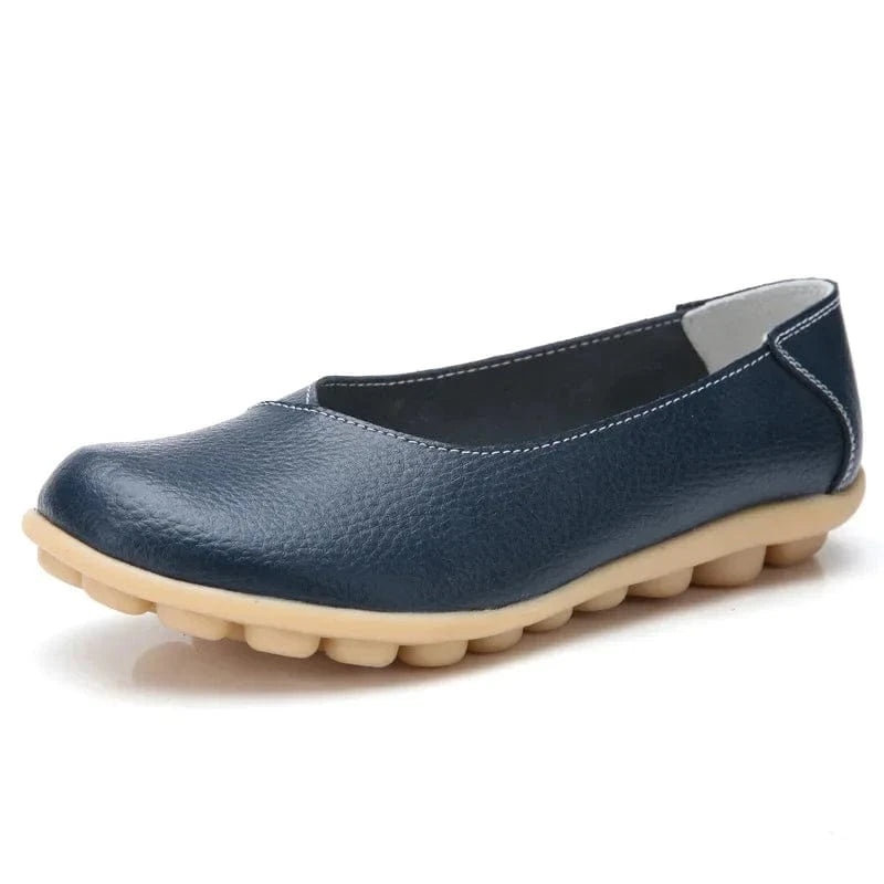 Chaussons Ballerines en Cuir pour Femme Bleu marine / 34-35