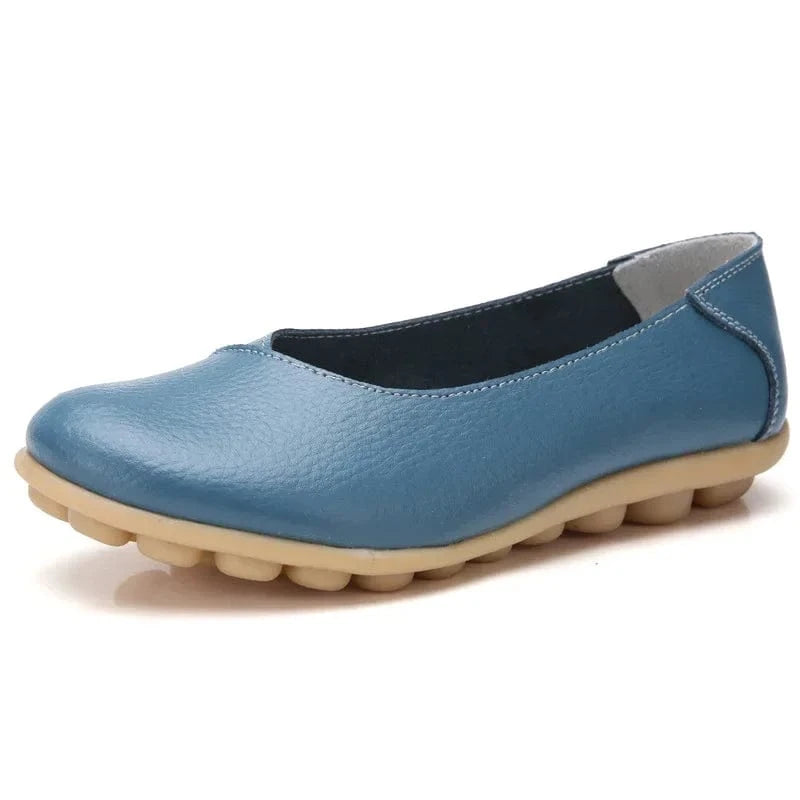Chaussons Ballerines en Cuir pour Femme Bleu pétrole / 34-35