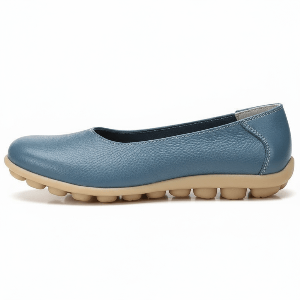 Chaussons Ballerines en Cuir pour Femme Bleu pétrole / 34-35