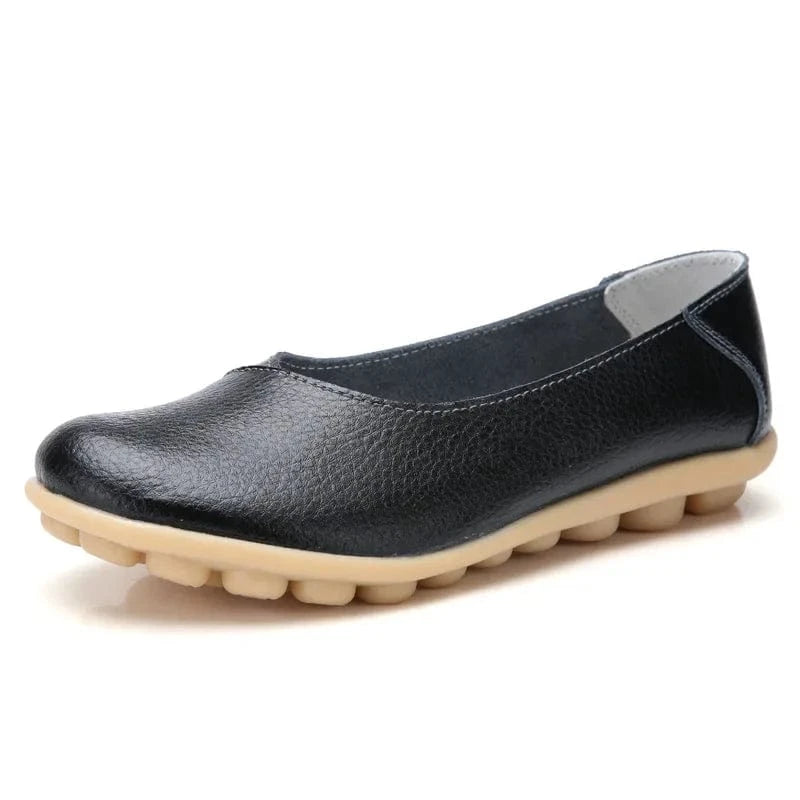 Chaussons Ballerines en Cuir pour Femme Noir / 34-35