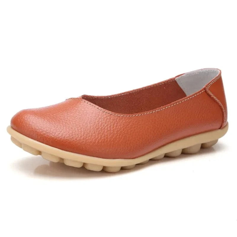 Chaussons Ballerines en Cuir pour Femme Orange / 34-35