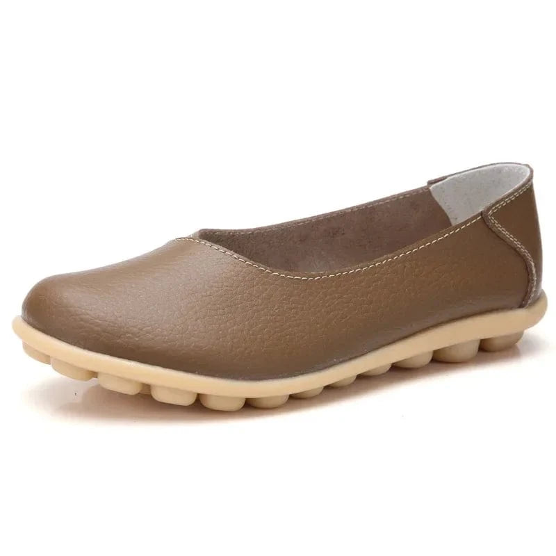 Chaussons Ballerines en Cuir pour Femme Taupe / 34-35