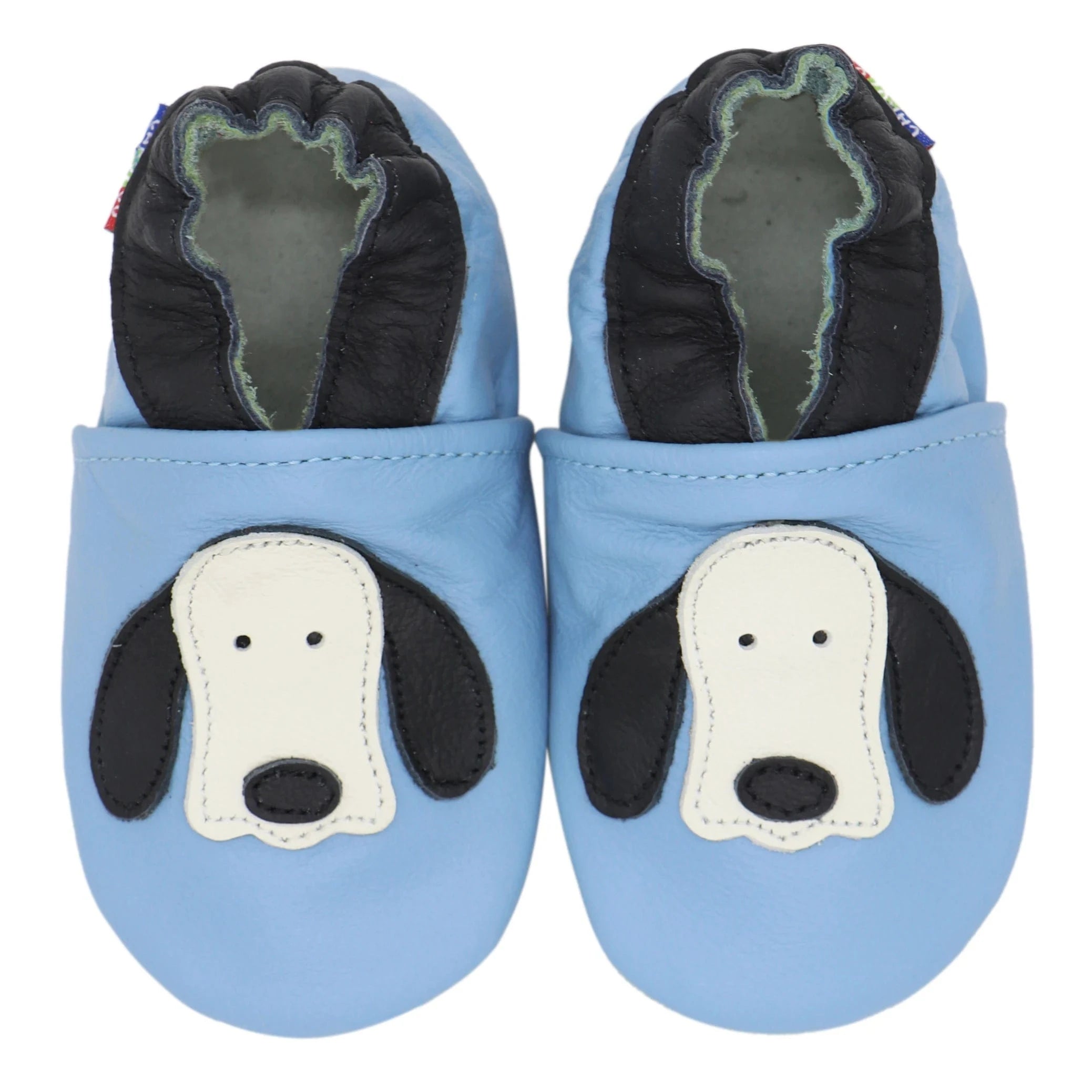 Chaussons pour Bébé en Cuir Souple Antidérapants - Marley Chein Bleu / 17-18