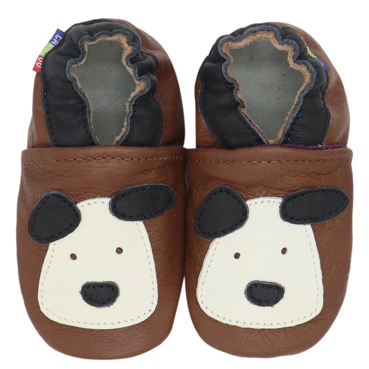 Chaussons pour Bébé en Cuir Souple Antidérapants - Marley Chiot Marron / 17-18