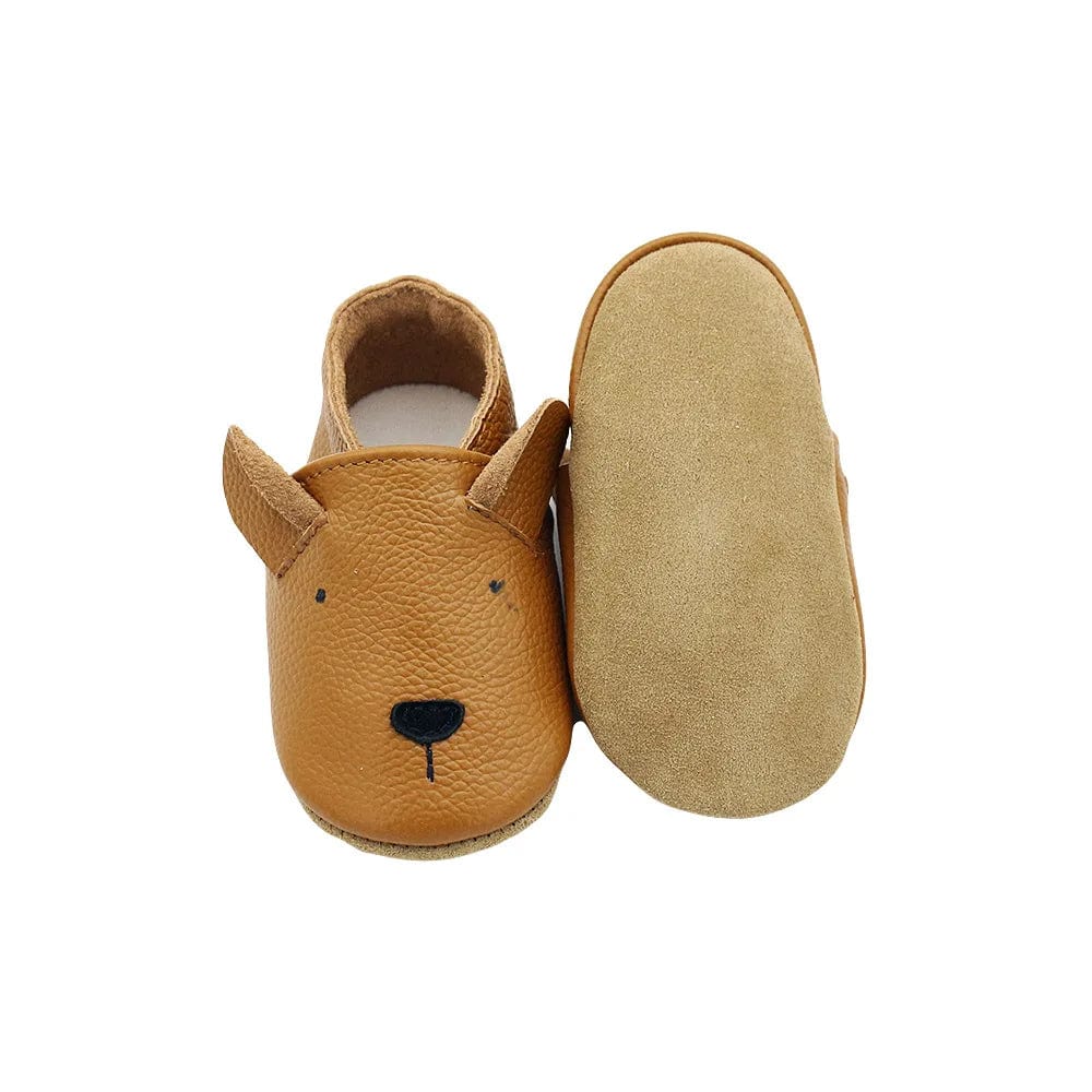 Chaussons Bébé en Cuir Antidérapants Chien