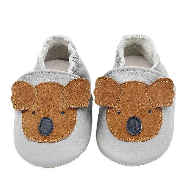 Chaussons Bébé en Cuir Antidérapants Marron / 0-6 mois