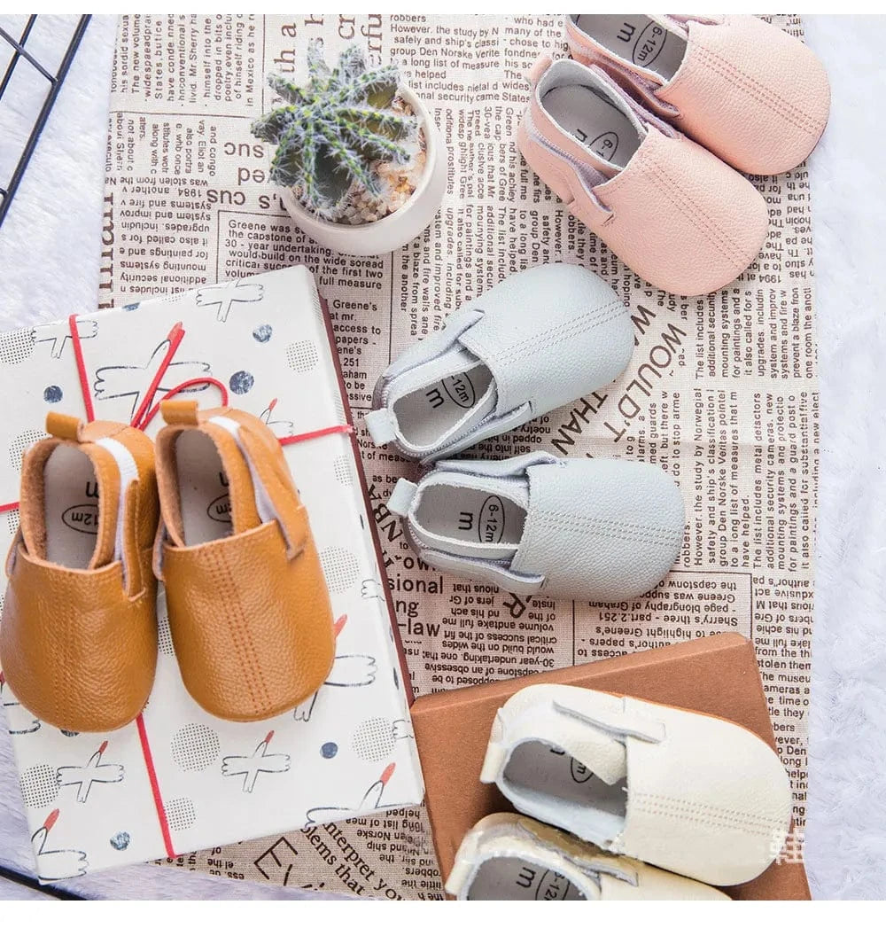 Chaussons en Cuir à Scratch pour Bébé
