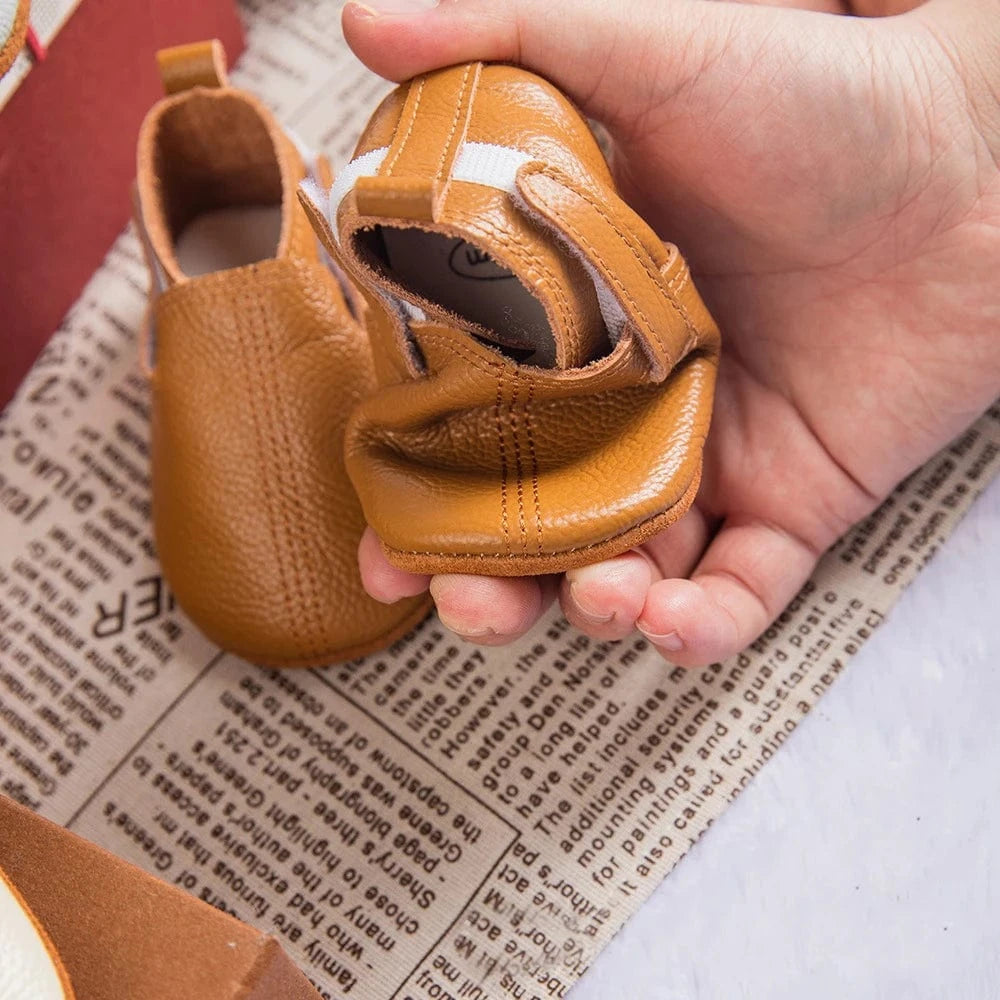Chaussons en Cuir à Scratch pour Bébé