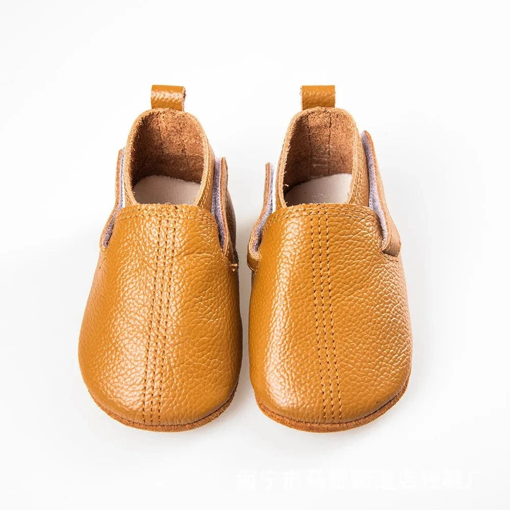 Chaussons en Cuir à Scratch pour Bébé Camel / 0-6 mois