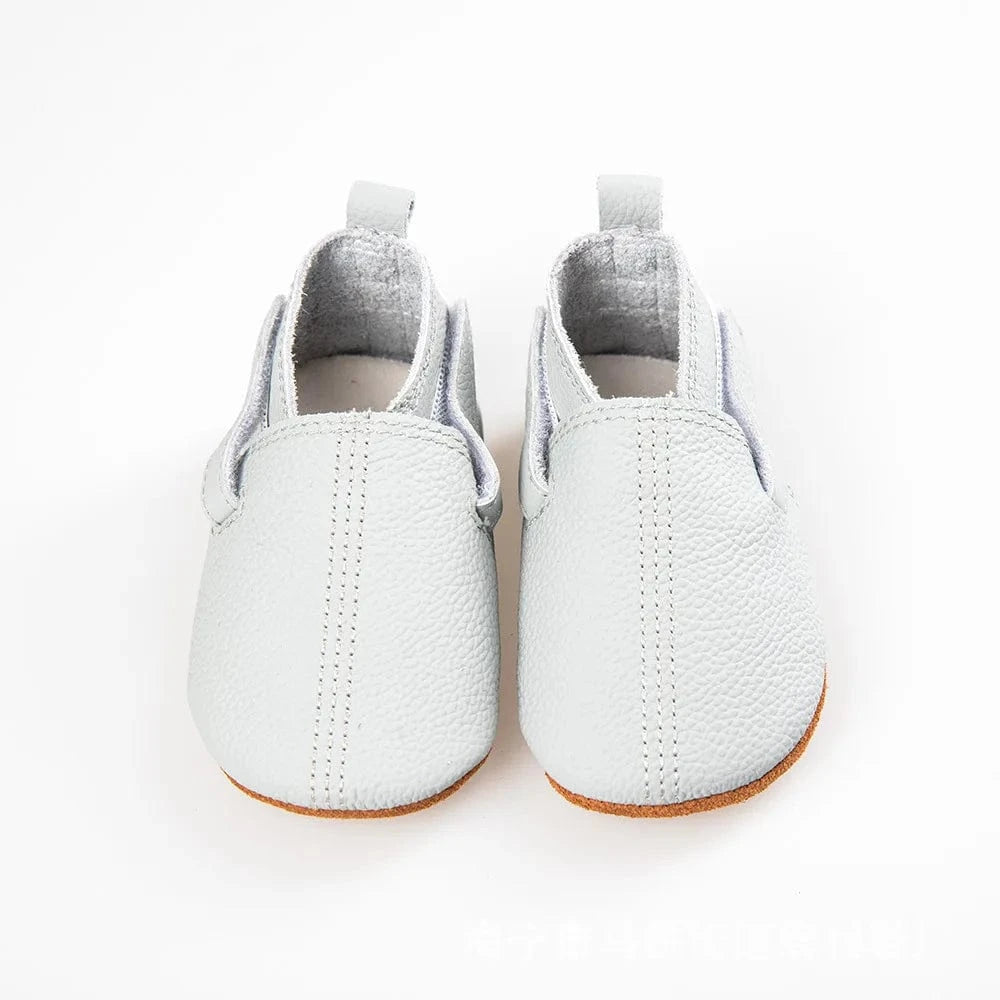 Chaussons en Cuir à Scratch pour Bébé Gris clair / 0-6 mois