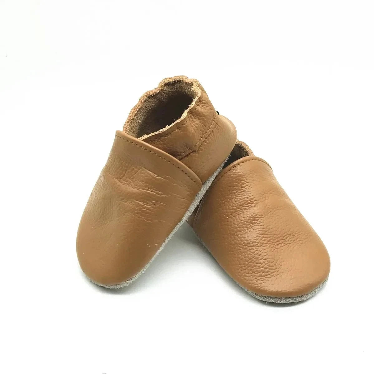 Chaussons Bébé en Cuir Souple Marron / 0-6 mois ( 17-18 )
