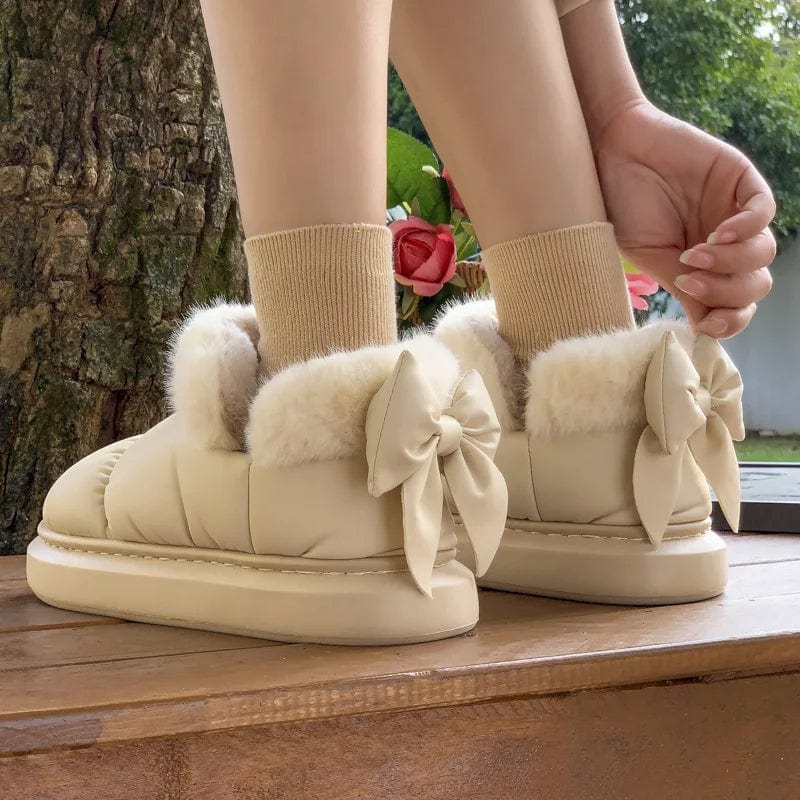 Chaussons Bottines Fourrées pour Femme Blanc cassé / 35-36