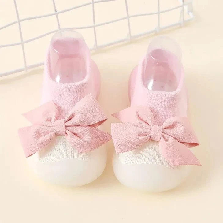 Chaussons Chaussettes à Noeud pour Fille Rose / 0-6 mois