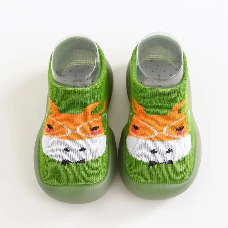Chaussons Chaussettes Antidérapants pour Bébé - Cléo Hibou Vert / 0-6 mois