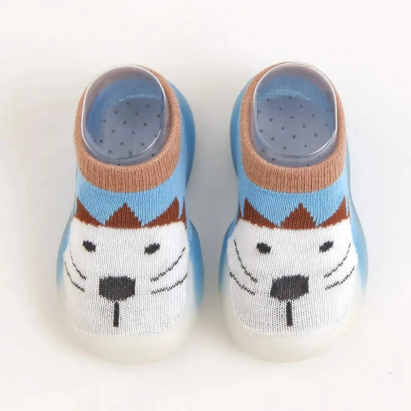 Chaussons Chaussettes Antidérapants pour Bébé - Cléo Lion Bleu / 0-6 mois