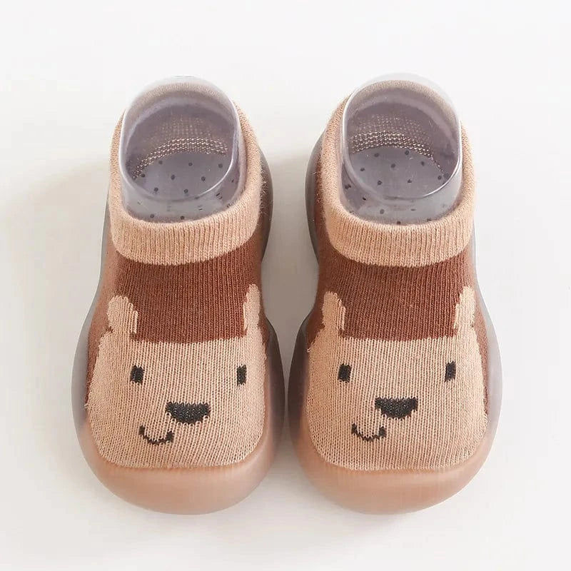 Chaussons Chaussettes Antidérapants pour Bébé - Cléo Ours Marron / 0-6 mois