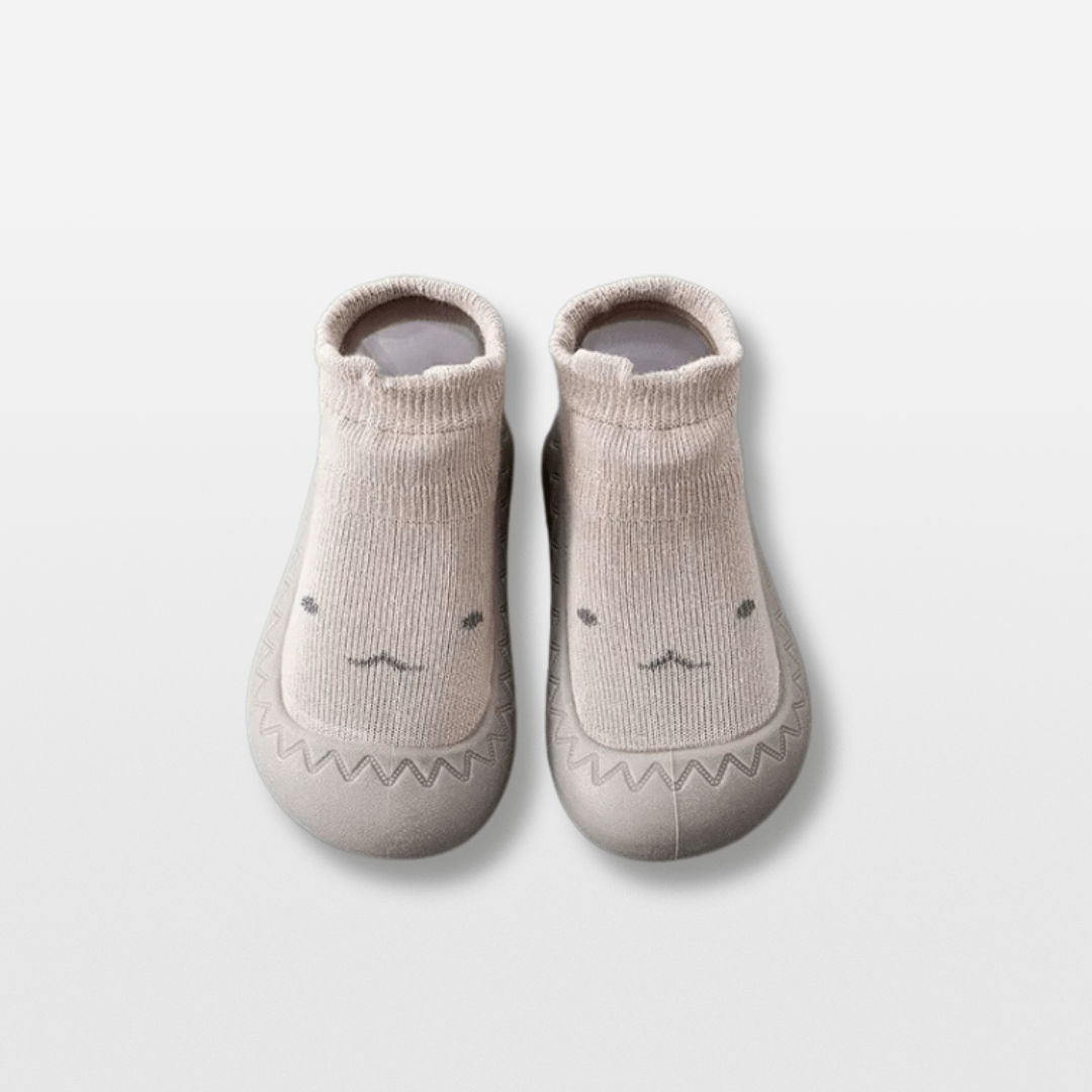 Chaussons Chaussettes Semelle Caoutchouc Beige / 0-6 mois