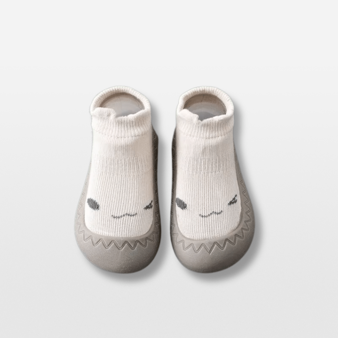 Chaussons Chaussettes Semelle Caoutchouc Blanc / 0-6 mois
