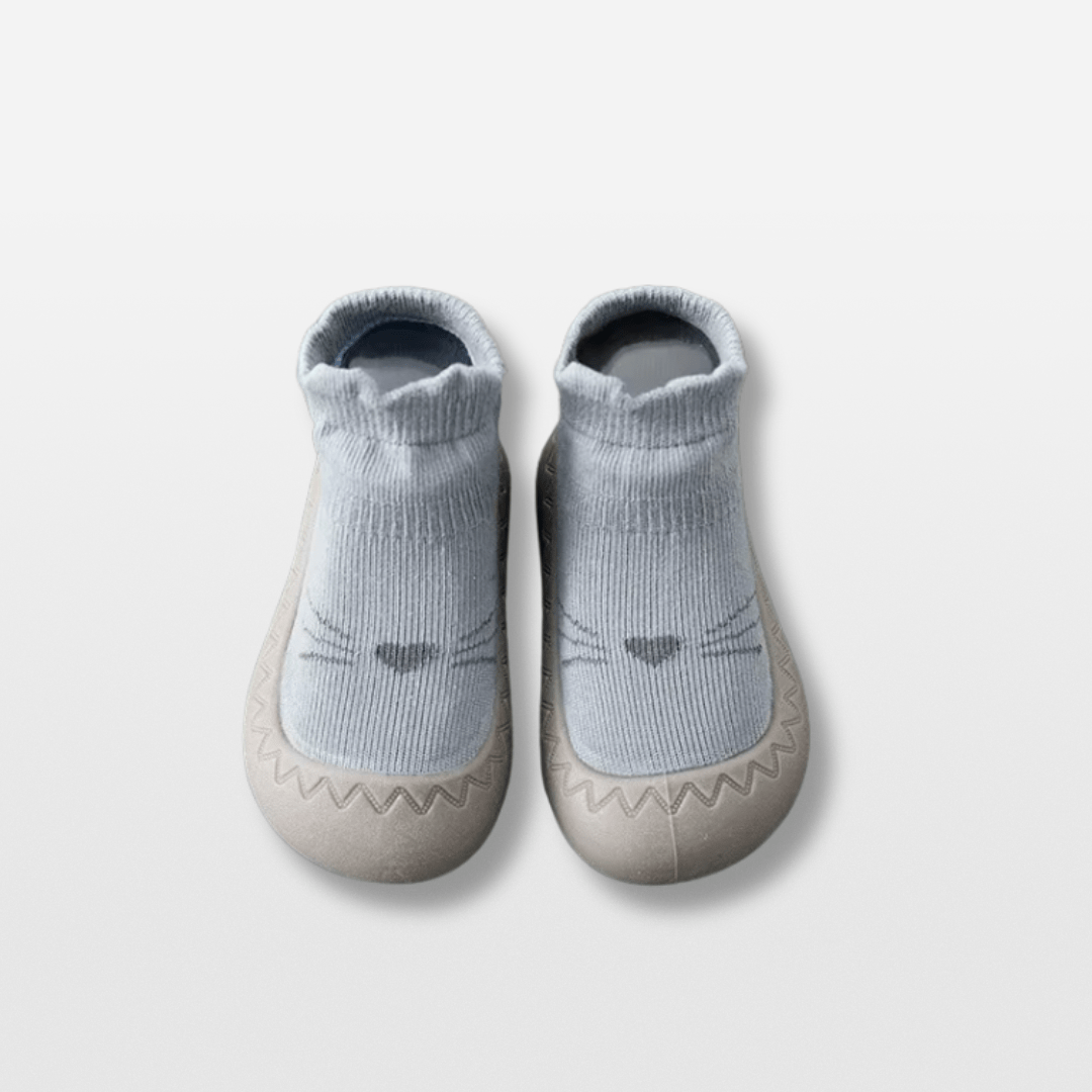 Chaussons Chaussettes Semelle Caoutchouc Bleu ciel / 0-6 mois