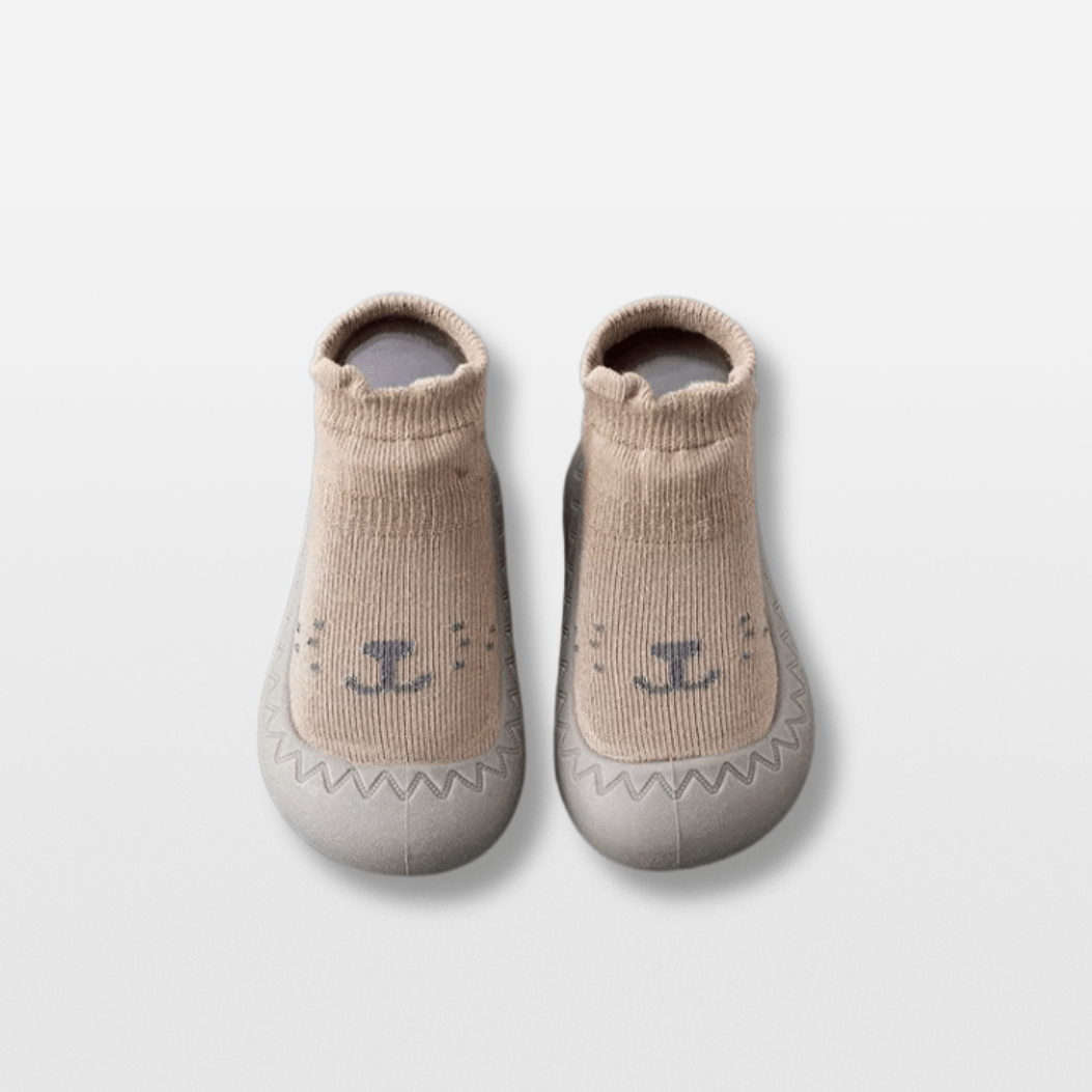 Chaussons Chaussettes Semelle Caoutchouc Marron clair / 0-6 mois