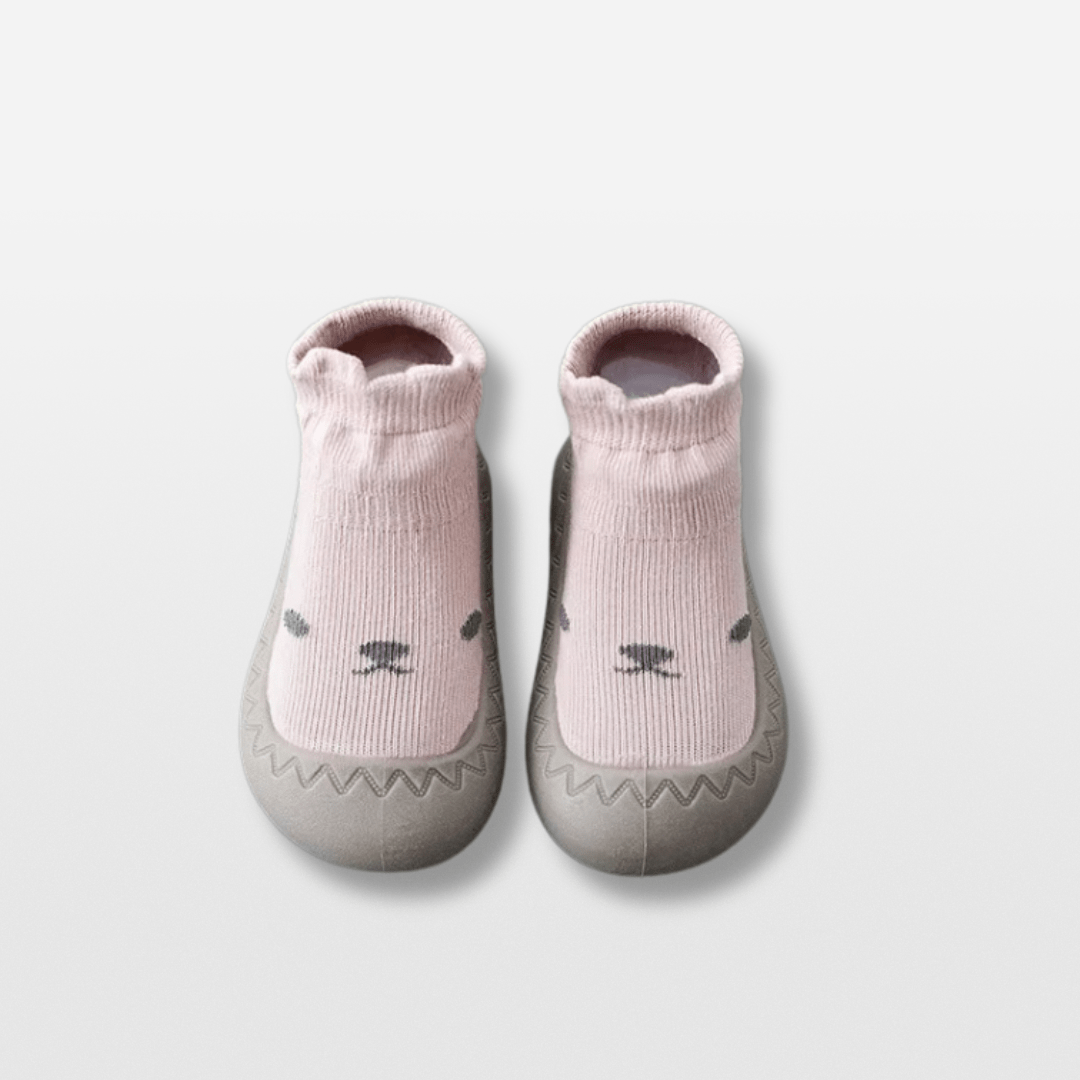 Chaussons Chaussettes Semelle Caoutchouc Rose / 0-6 mois