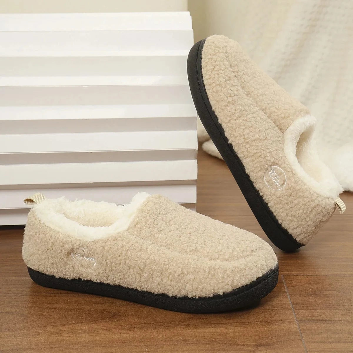 Chaussons Confort Chaud pour Femme Beige / 34-35