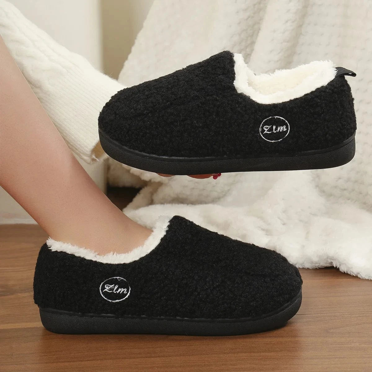 Chaussons Confort Chaud pour Femme Noir / 34-35