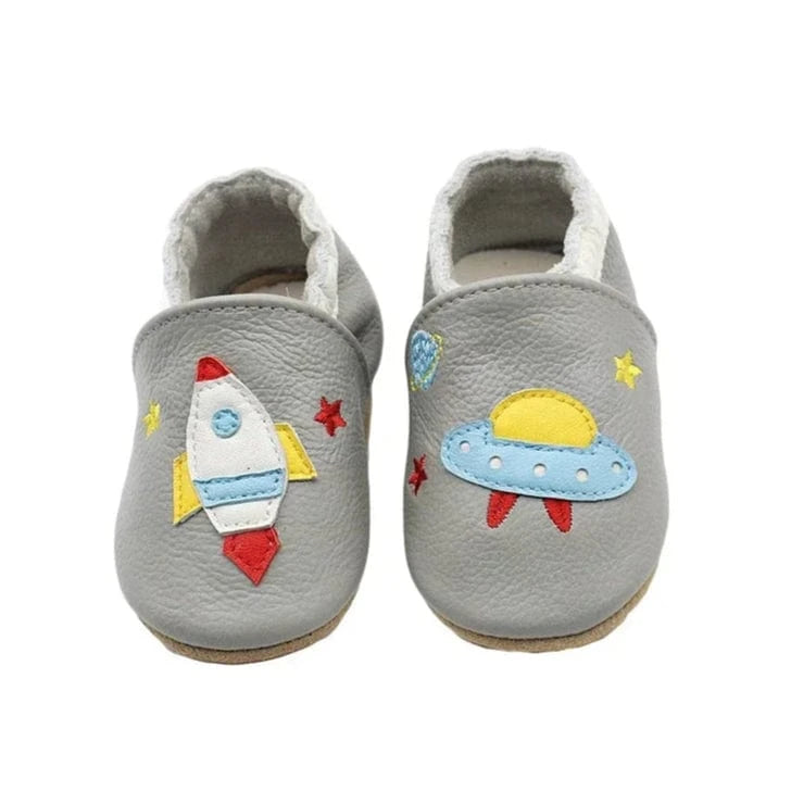Chaussons Cuir Bébé Garçon Gris / 0-6 mois