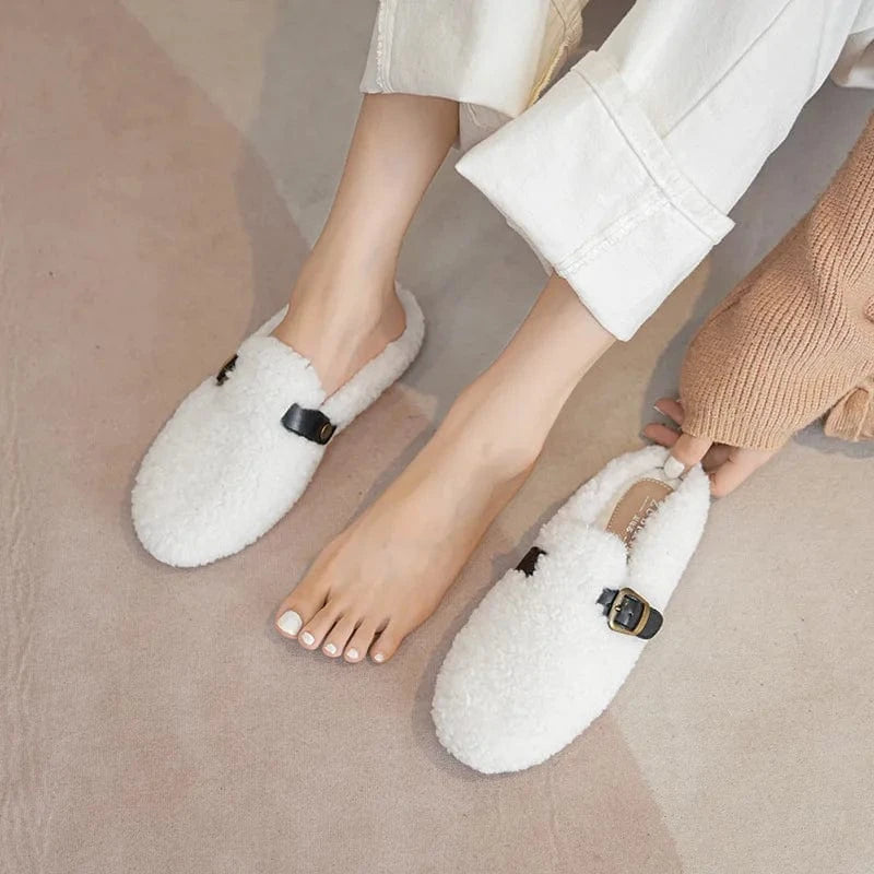 Chaussons d'Hiver en Laine pour Femme Blanc / 34