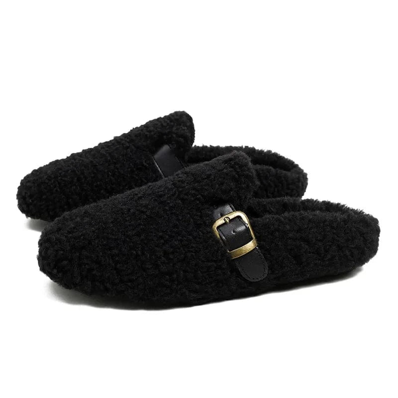 Chaussons d'Hiver en Laine pour Femme Noir / 34