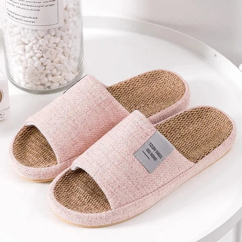 Chaussons de Maison Aspect Lin Rose / 35-36