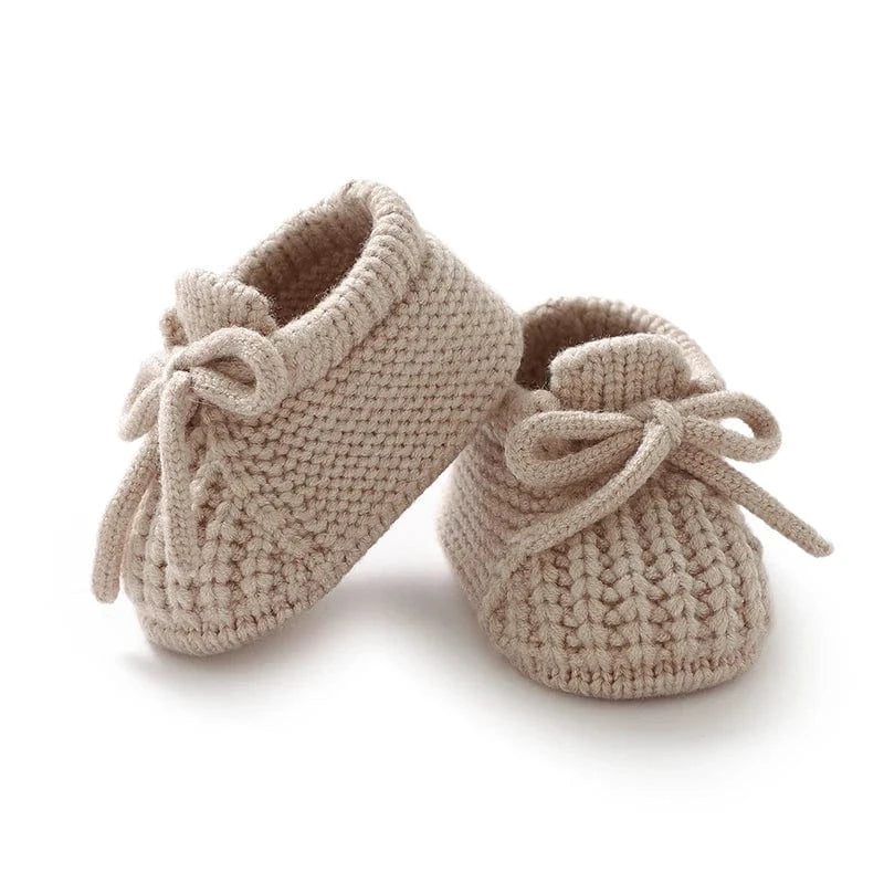 Chaussons de Naissance en Laine pour Bébé Beige / 0-3 mois ( 9 cm )