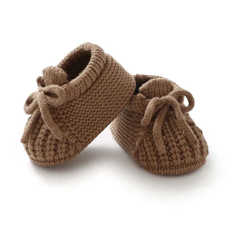 Chaussons de Naissance en Laine pour Bébé Marron / 0-3 mois ( 9 cm )