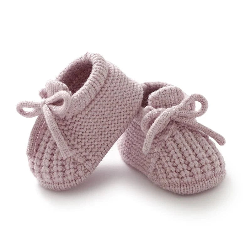Chaussons de Naissance en Laine pour Bébé Rose ancien / 0-3 mois ( 9 cm )