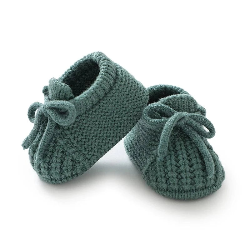 Chaussons de Naissance en Laine pour Bébé Vert ancien / 0-3 mois ( 9 cm )