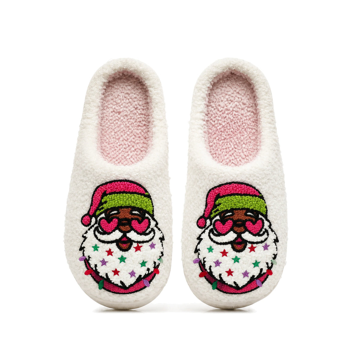 Chaussons de Noël Père Noël Étoilé Bochausson vue de dessus de la paire