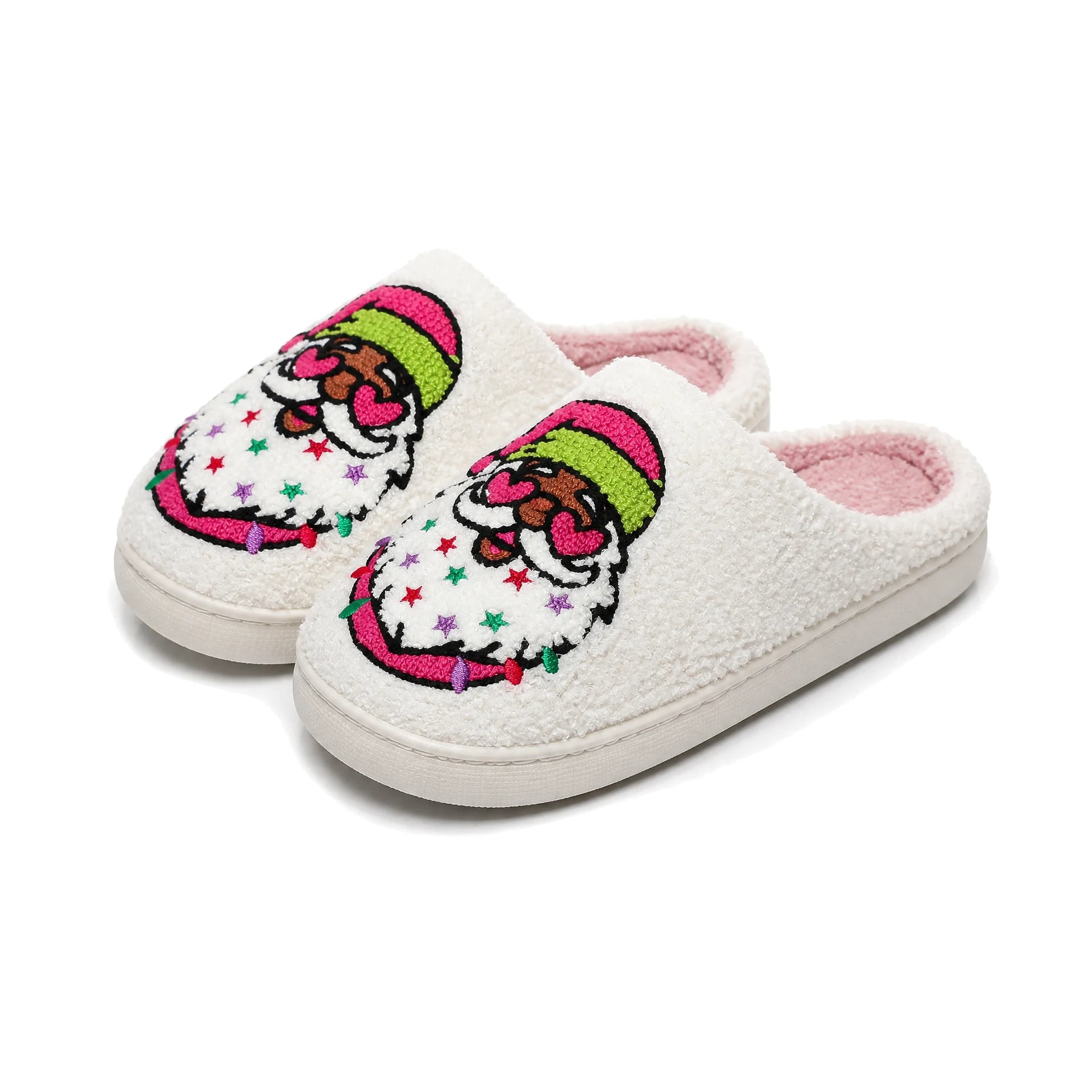 Chaussons de Noël Père Noël Étoilé Bochausson vue trois-quarts de la paire