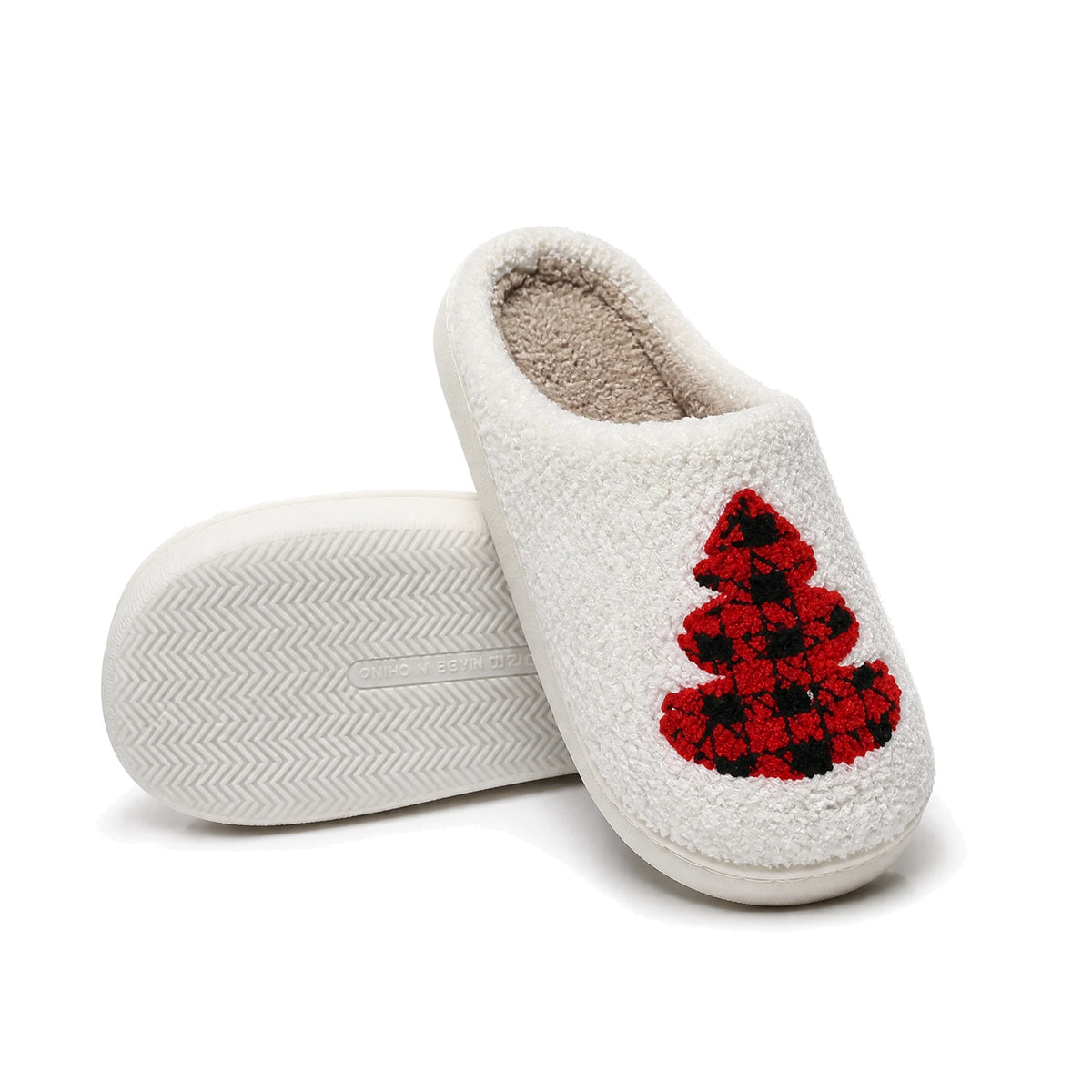 Chaussons de Noël Sapin à Carreaux Bochausson semelle antidérapante