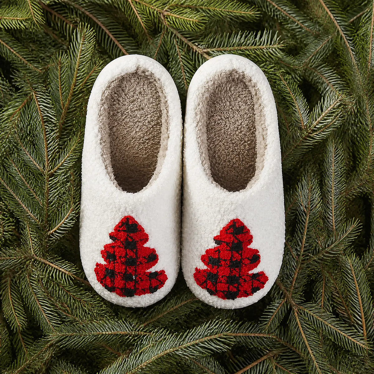 Chaussons de Noël Sapin à Carreaux Bochausson mise en scène