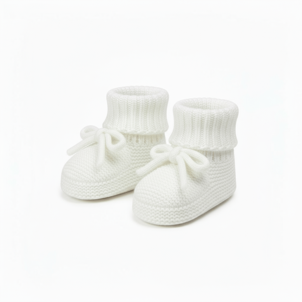 Chaussons en crochet pour bébé Blanc / Prématuré ( 9 cm )